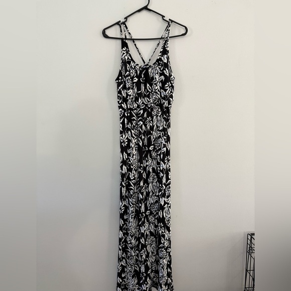 The Loft Floral Sundress Maxi Dress Tank Sleeveless White Black Blue Size XS - Picture 10 of 11